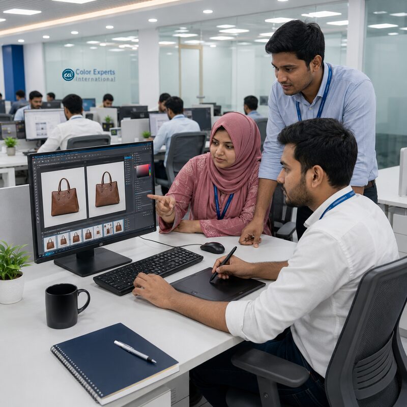 Editing specialists reviewing product-image work
