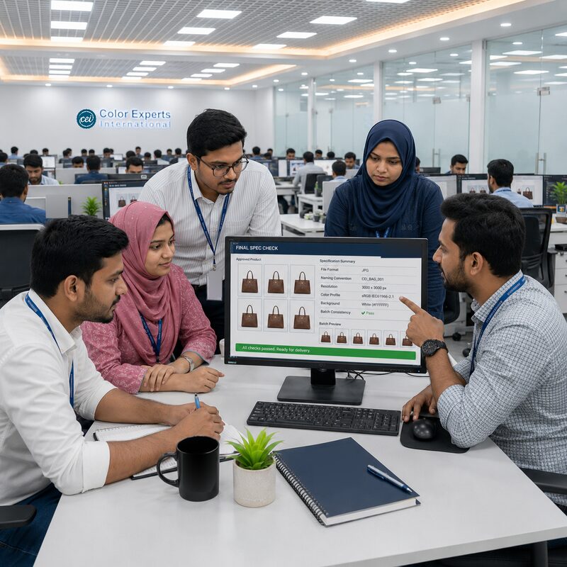 Team performing final delivery specification checks