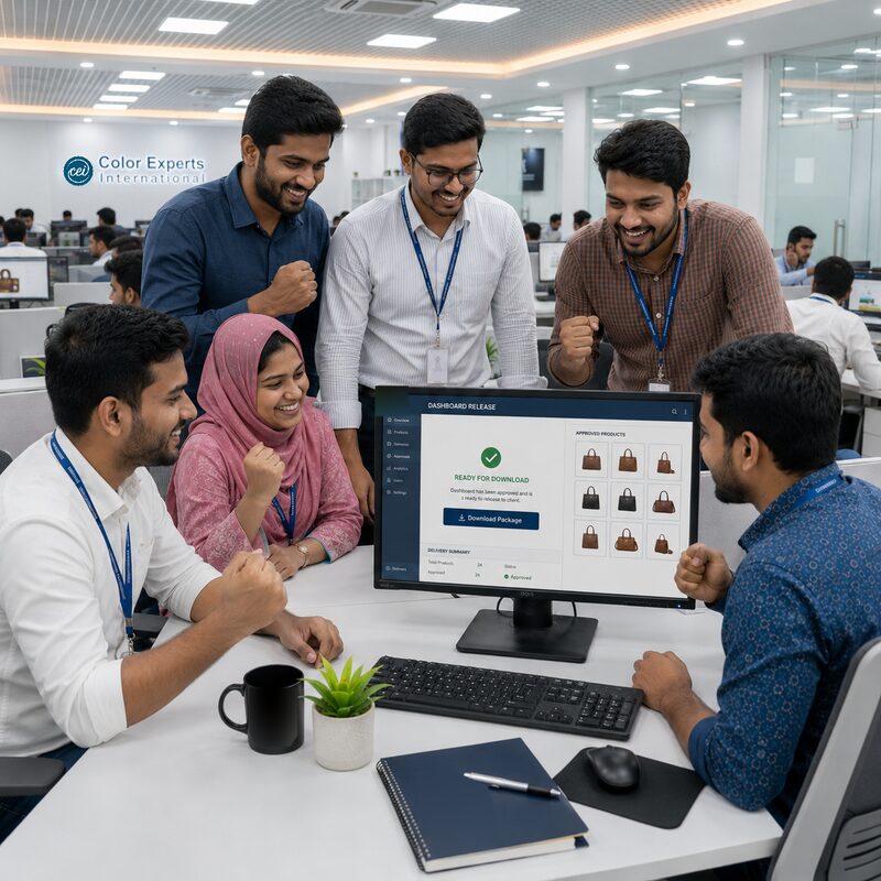 Team reviewing approved files ready for dashboard release